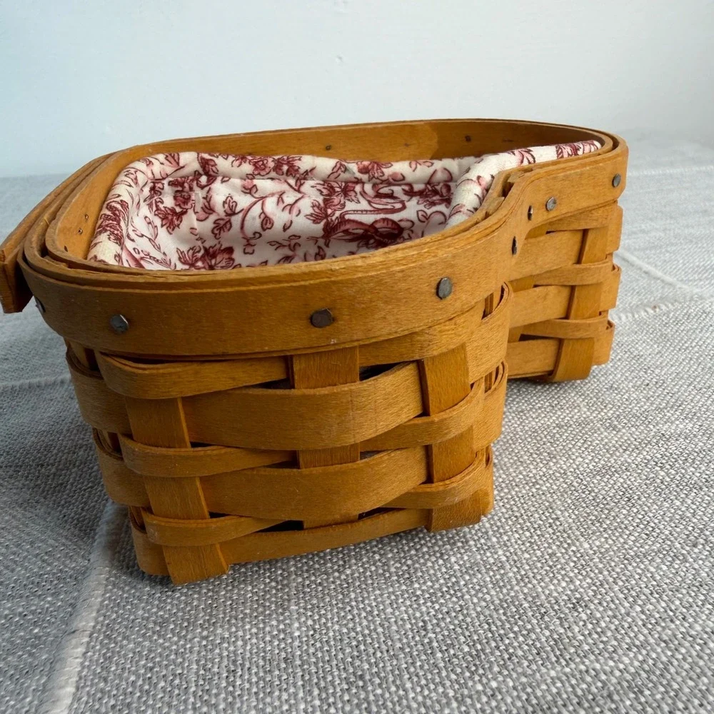 Longaberger 2000 Love Letters Sweetheart Basket & Liner Cottagecore Farmhouse